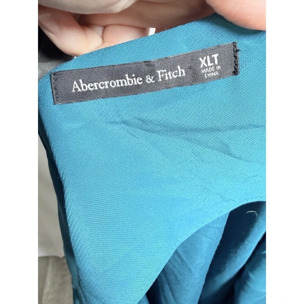 Abercrombie Satin Slip Dress XLT Blue Ombre Lace‎ Up Back Midi Maxi Going Out